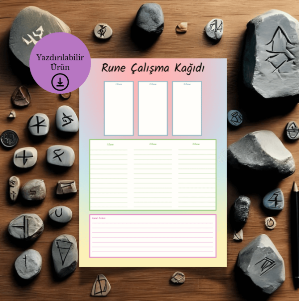 3 Rune Açılımı Çalışma Kağıdı - A4 Yazdırılabilir (Dijital) 1