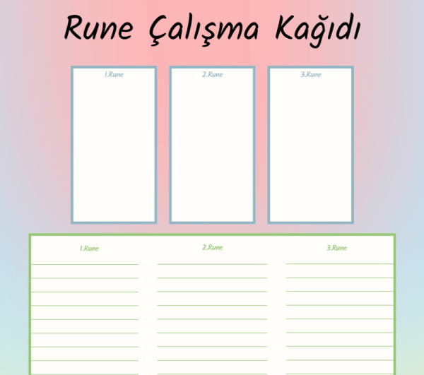 3 Rune Açılımı Çalışma Kağıdı - A4 Yazdırılabilir (Dijital) 3