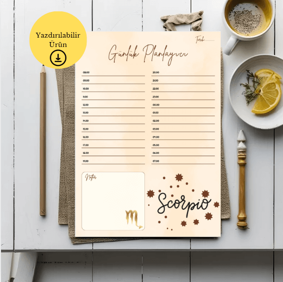 Akrep Burcu (Scorpio) Günlük A4 Yazdırılabilir (Dijital) Planlayıcı 1