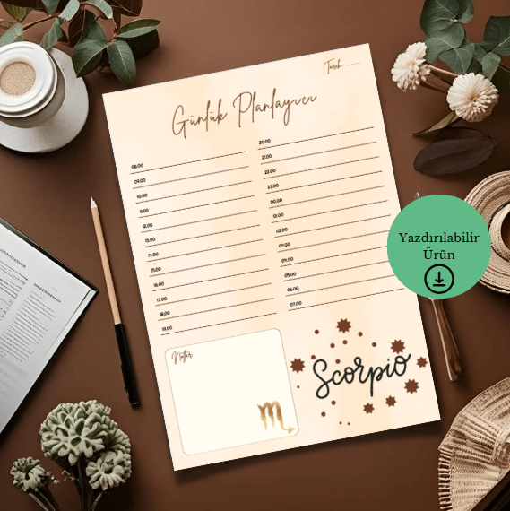 Akrep Burcu (Scorpio) Günlük A4 Yazdırılabilir (Dijital) Planlayıcı 3