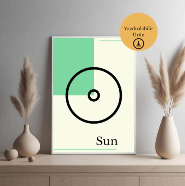 Astroloji Güneş Sembolü Minimalist Poster - A4 Yazdırılabilir (Dijital) 1