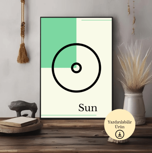 Astroloji Güneş Sembolü Minimalist Poster - A4 Yazdırılabilir (Dijital) 2