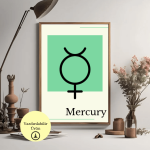 Astroloji Mercury (Merkür) Sembolü Minimalist Poster - A4 Yazdırılabilir (Dijital) 1