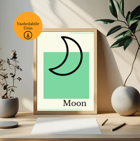 Astroloji Moon (Ay) Sembolü Minimalist Poster - A4 Yazdırılabilir (Dijital) 3