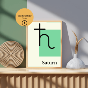 Astroloji Saturn Sembolü Minimalist Poster - A4 Yazdırılabilir (Dijital) 1