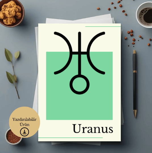 Astroloji Uranus Sembolü Minimalist Poster - A4 Yazdırılabilir (Dijital) 2