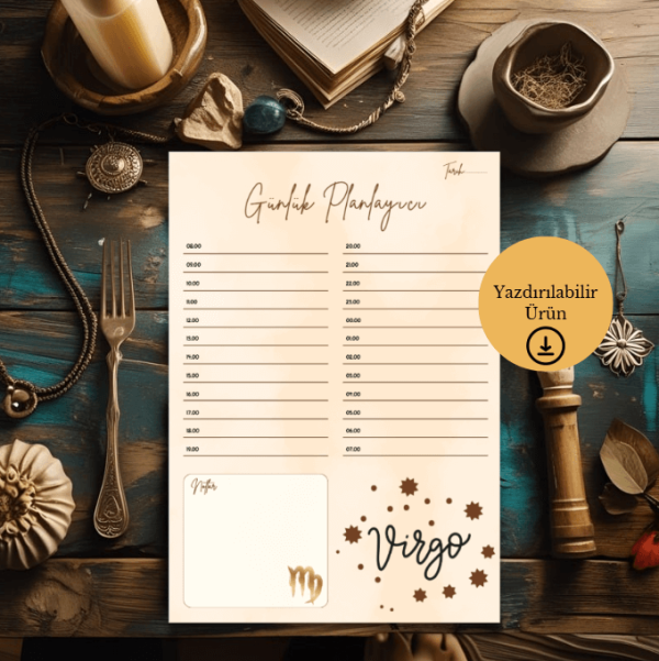 Başak Burcu (Virgo) Günlük A4 Yazdırılabilir (Dijital) Planlayıcı 3