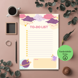Bulutlu To Do List - A4 Yazdırılabilir (Dijital) 1