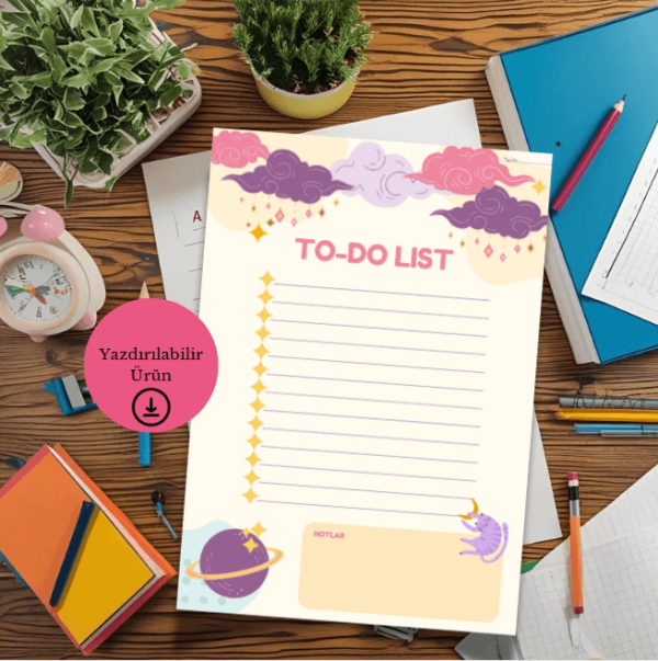 Bulutlu To Do List - A4 Yazdırılabilir (Dijital) 3