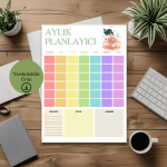 Çakra Renkli Aylık A4 Yazdırılabilir (Dijital) Planlayıcı 1