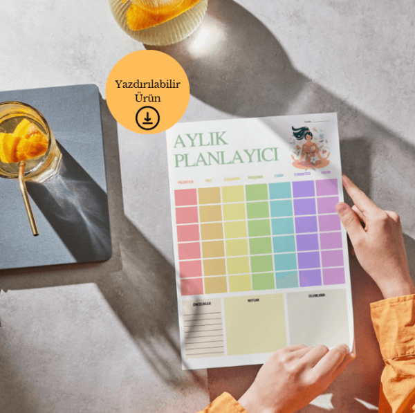 Çakra Renkli Aylık A4 Yazdırılabilir (Dijital) Planlayıcı 3