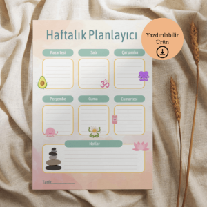 Eğlenceli Meditasyon Temalı Haftalık A4 Yazdırılabilir (Dijital) Planlayıcı 1