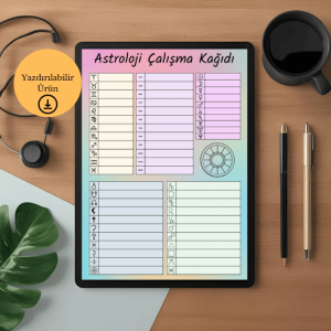Gelişmiş Astroloji Çalışma Kağıdı - A4 Yazdırılabilir (Dijital) 1