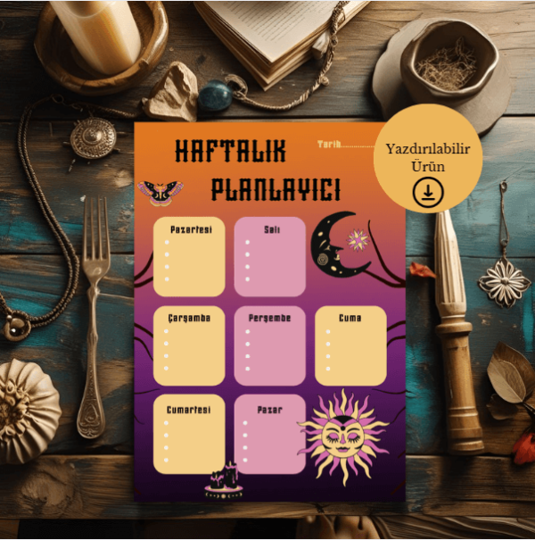 Gotik ve Spiritüel Temalı Haftalık A4 Yazdırılabilir (Dijital) Planlayıcı 1
