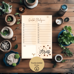 Koç Burcu (Aries) Günlük A4 Yazdırılabilir (Dijital) Planlayıcı 1