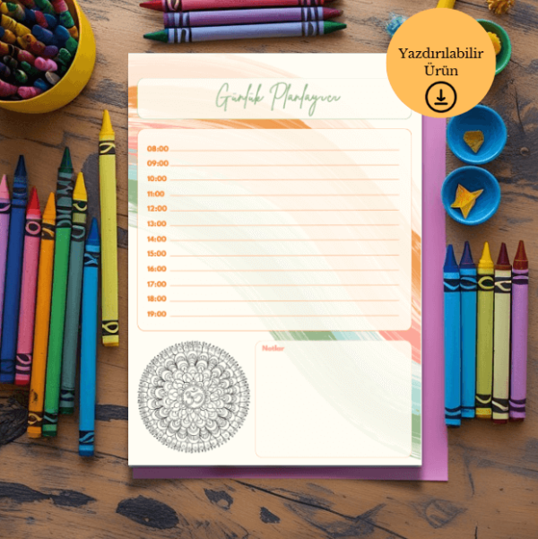 Mandala Boyamalı Günlük A4 Yazdırılabilir (Dijital) Planlayıcı 1