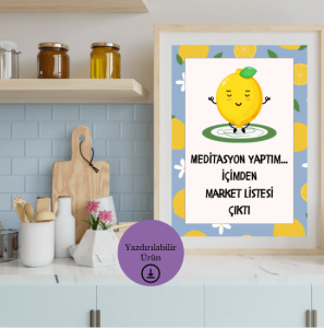 Meditasyon ve Market Listesi - Spiritüel Eğlenceli A4 Yazdırılabilir (Dijital) Poster