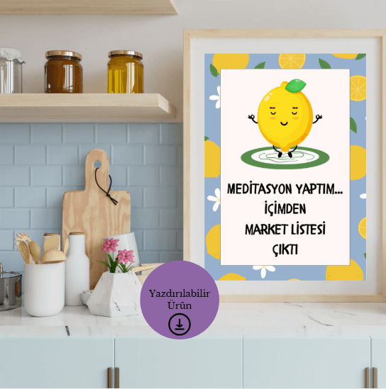 Meditasyon ve Market Listesi - Spiritüel Eğlenceli A4 Yazdırılabilir (Dijital) Poster 1