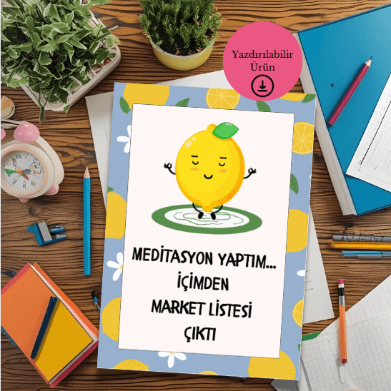 Meditasyon ve Market Listesi - Spiritüel Eğlenceli A4 Yazdırılabilir (Dijital) Poster 2