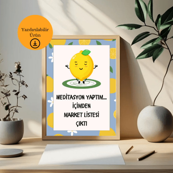 Meditasyon ve Market Listesi - Spiritüel Eğlenceli A4 Yazdırılabilir (Dijital) Poster 3