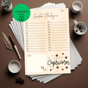 Oğlak Burcu (Capricorn) Günlük A4 Yazdırılabilir (Dijital) Planlayıcı 1