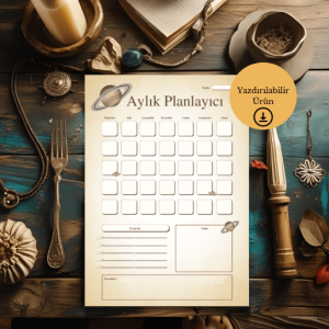 Satürn Temalı Aylık A4 Yazdırılabilir (Dijital) Planlayıcı 1