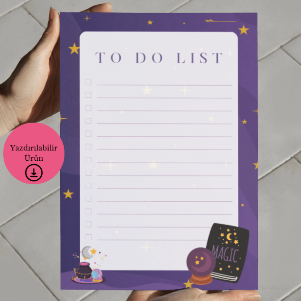 Sihir Temalı To Do List - A4 Yazdırılabilir (Dijital) 3