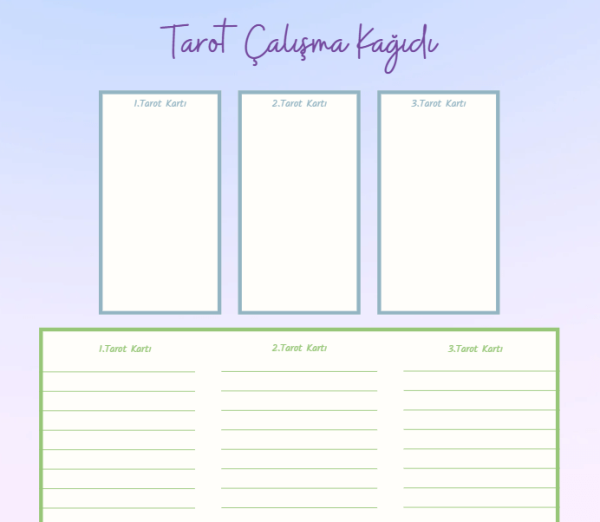 Soft 3 Kart Tarot Çalışma Kağıdı - A4 Yazdırılabilir (Dijital) 3