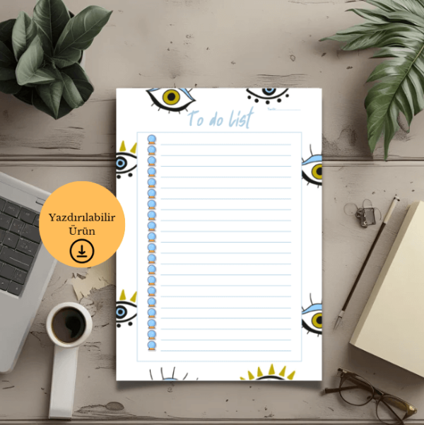 Spiritüel Gözlü To Do List - A4 Yazdırılabilir (Dijital) 1