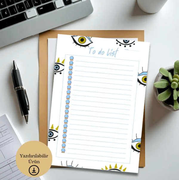 Spiritüel Gözlü To Do List - A4 Yazdırılabilir (Dijital) 3