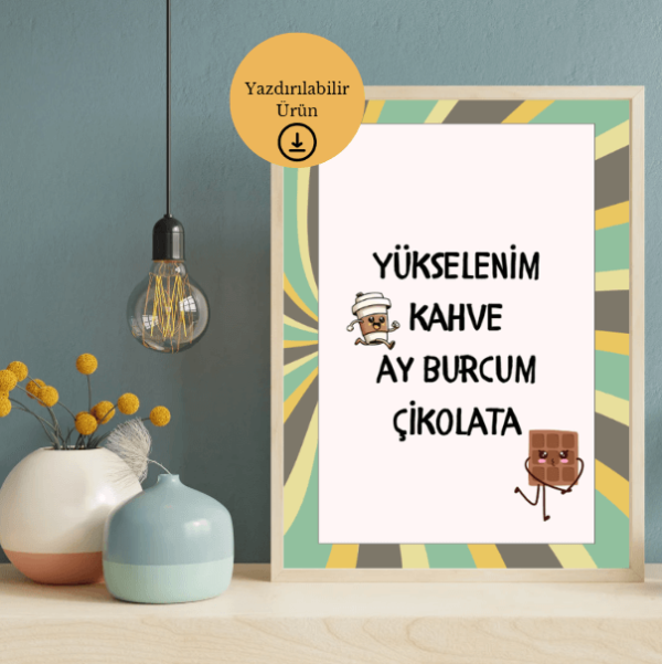Yükselenim Kahve, Ay Burcum Çikolata - Spiritüel Eğlenceli A4 Yazdırılabilir (Dijital) Poster 3