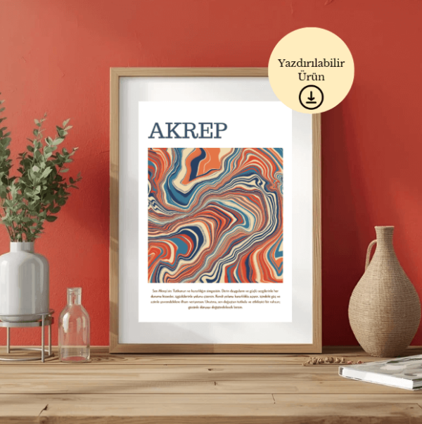 Akrep Burcu Tutku ve Kararlılık Temalı Poster - A4 Yazdırılabilir (Dijital)-1