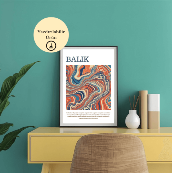 Balık Burcu Hayal Gücü ve Sezgi Temalı Poster - A4 Yazdırılabilir (Dijital)-1