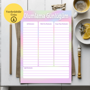 Genel Başlıklarla Olumlama Günlüğü - A4 Yazdırılabilir (Dijital) Günlük 1