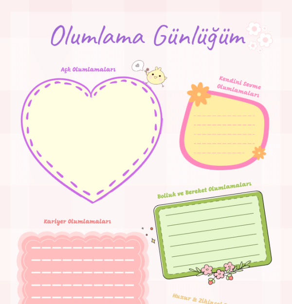 Olumlama Günlüğü - Pozitif Yaşam Temaları - A4 Yazdırılabilir (Dijital) Günlük 3