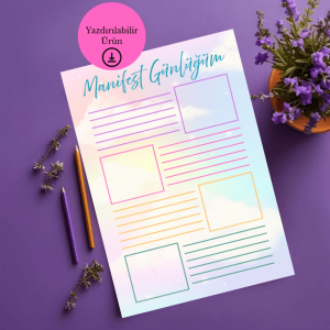Renkli 4 Bölümlü Manifest Günlüğü - A4 Yazdırılabilir (Dijital) Günlük 1