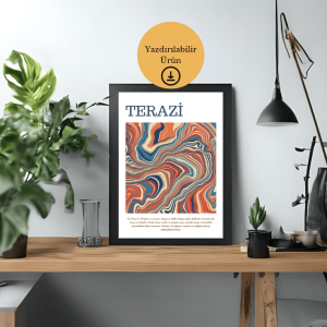Terazi Burcu Denge ve Uyum Temalı Poster - A4 Yazdırılabilir (Dijital)-1