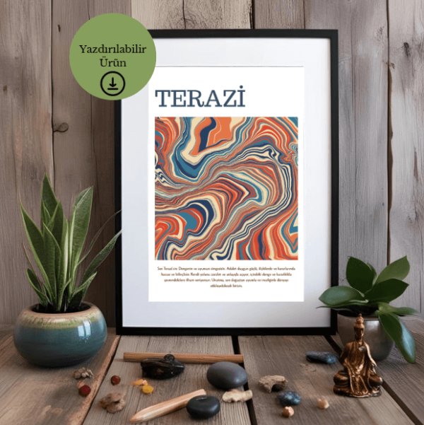 Terazi Burcu Denge ve Uyum Temalı Poster - A4 Yazdırılabilir (Dijital)-3