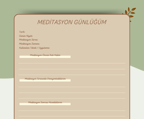 Dijital Meditasyon Günlüğü - A4 Yazdırılabilir Günlük 3