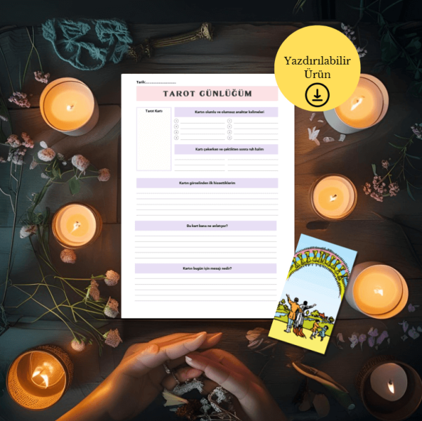 Dijital Tarot Günlüğü - A4 Yazdırılabilir Günlük 1