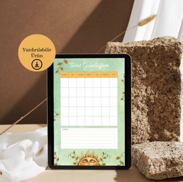 Güneş Detaylı Haftalık Tarot Günlüğü – A4 Yazdırılabilir (Dijital) Günlük 2