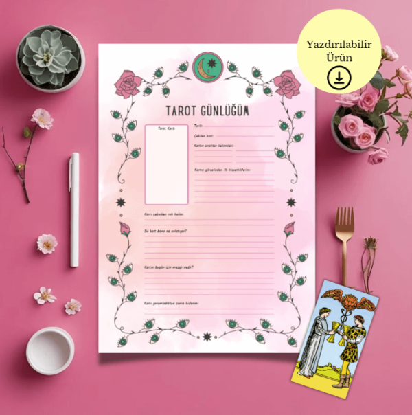 Mistik Göz Tasarımlı Tarot Günlüğü - A4 Yazdırılabilir (Dijital) Günlük 1