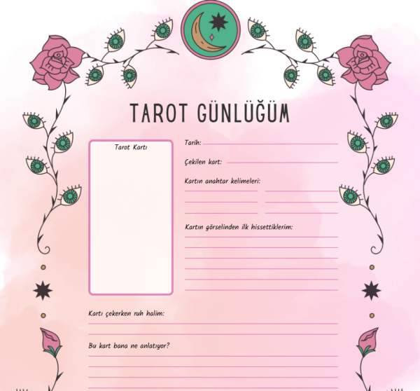 Mistik Göz Tasarımlı Tarot Günlüğü - A4 Yazdırılabilir (Dijital) Günlük 3
