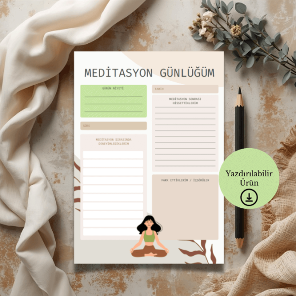 Soft Dijital Meditasyon Günlüğü - A4 Yazdırılabilir Günlük 1