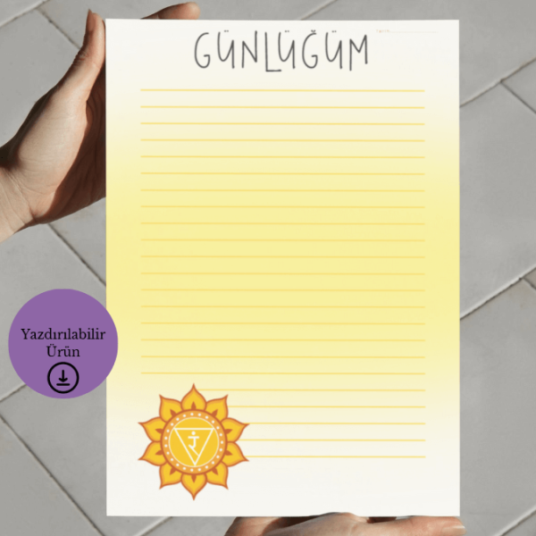 Solar Pleksus Çakra Temalı Günlük - A4 Yazdırılabilir Günlük (Dijital) 3