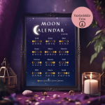 Gökyüzü Temalı 2026 Moon Calendar - A4 Yazdırılabilir Sayfa (Dijital) 1