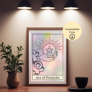 Tarot Ace of Pentacles (Tılsım Ası) İlhamlı Poster - A4 Yazdırılabilir Sayfa (Dijital) 1
