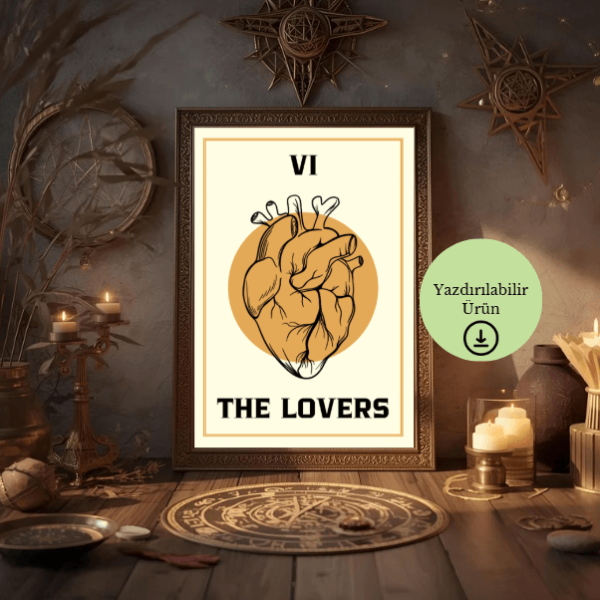 The Lovers (Aşıklar) Tarot Poster - A4 Yazdırılabilir Sayfa (Dijital) 1