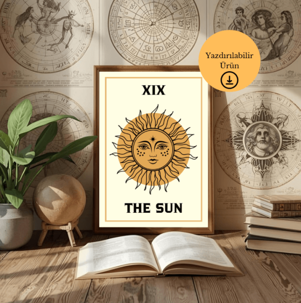 The Sun (Güneş) Tarot Poster - A4 Yazdırılabilir Sayfa (Dijital) 1