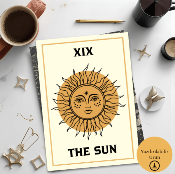 The Sun (Güneş) Tarot Poster - A4 Yazdırılabilir Sayfa (Dijital) 2